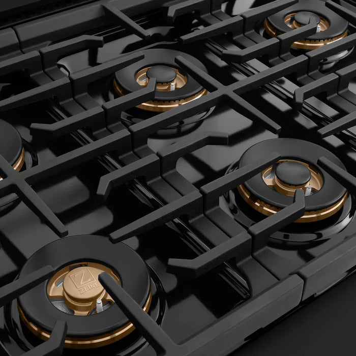 ZLINE Autograph Edition 36" Paramount Dual Fuel Range, DuoPro™ Cooktop, Electric Convection Oven, Black Stainless Steel, Helix Handle PSDRBZ-36-KCB