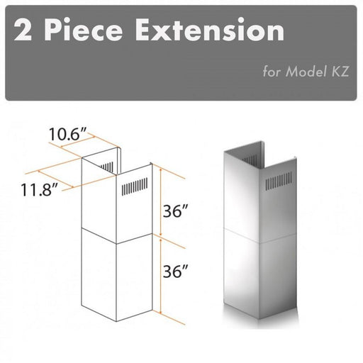 ZLINE 2 Piece Chimney Extension for 12' Ceiling, 2PCEXT-KZ - Farmhouse Kitchen and Bath