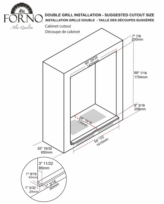 Forno 2-Piece Appliance Package 48" Gas Range, 60" Built-In Refrigerator Stainless Steel FBDL-019-06CAUS