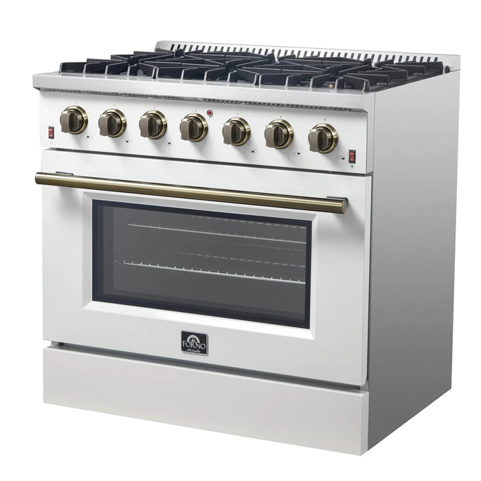 FORNO Galiano 36" Gas on Gas Range FFSGS6244-36WHT