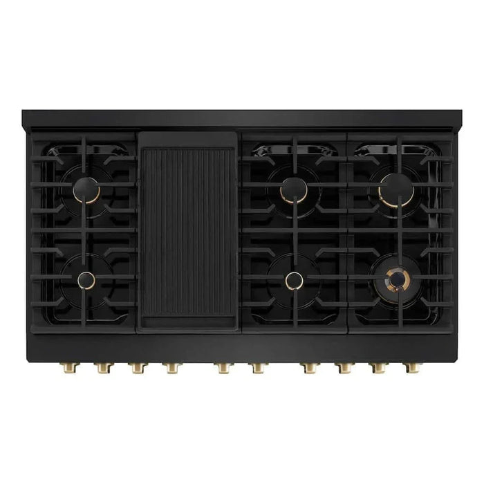 ZLINE 48"Gas Range, Convection Gas Oven, Black, Gold,SGRBZ-48-G09K