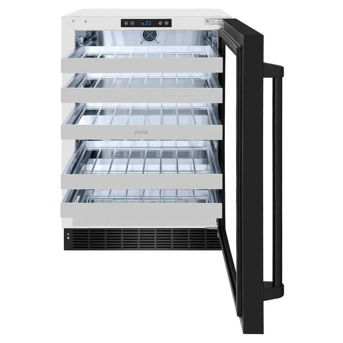 ZLINE 24" Touchstone Dual Zone 44 Bottle Wine Cooler Black Stainless Steel Glass Door RWDO-BS-24