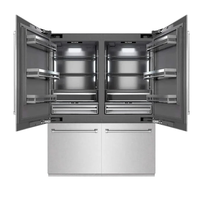 ZLINE 60" Panel Ready Built-In Bottom Freezer Refrigerator,Water Dispenser, Ice Maker, DuraSnow® Stainless Steel,Graphite Gray, GRBIV-SN-6009K