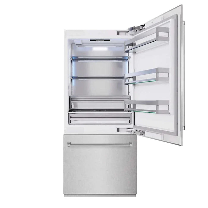 ZLINE 36" Built-In Bottom Freezer Refrigerator,Water Dispenser, Ice Maker, DuraSnow® Stainless Steel RBIT-SN-3609K