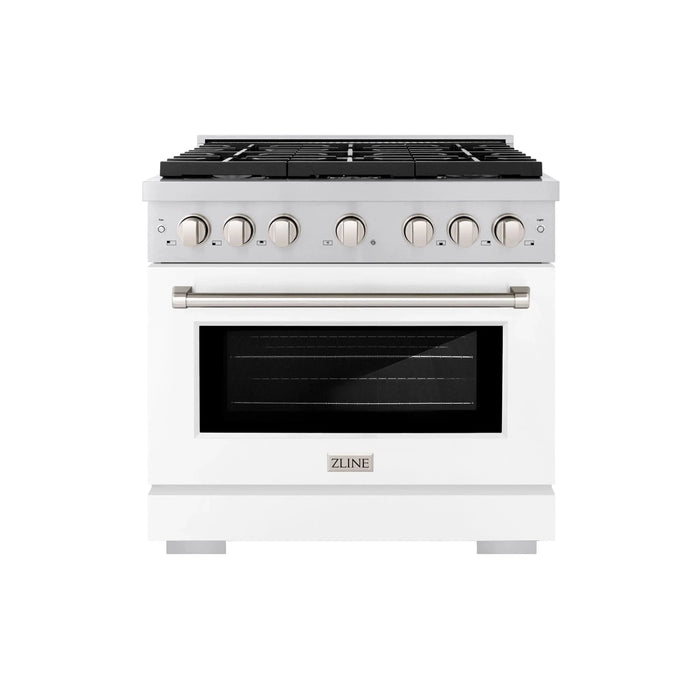 ZLINE 36"Paramount Dual Fuel Range Stainless Steel, White Matte, SDR-WM-3609K