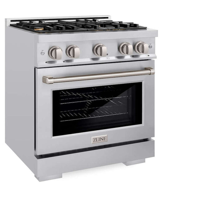 ZLINE 30" Select Dual Fuel Range Gas Cooktop Electric Convection Oven Stainless Steel Brass Burners HDR-BR-3009K