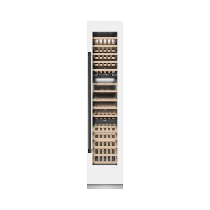 ZLINE 18"Triple Zone 68 Bottle Right Hinge Column Wine Cooler, White Matte Stainless Steel Matte Black RCWVRZ-WM-18-MB