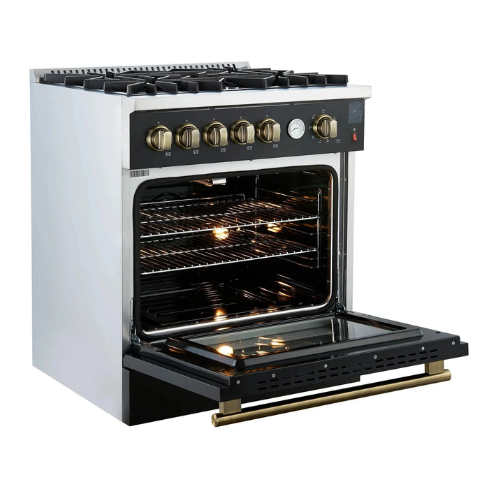 FORNO Giovanni 30" Gas on Gas Range FFSGS6274-30BLK