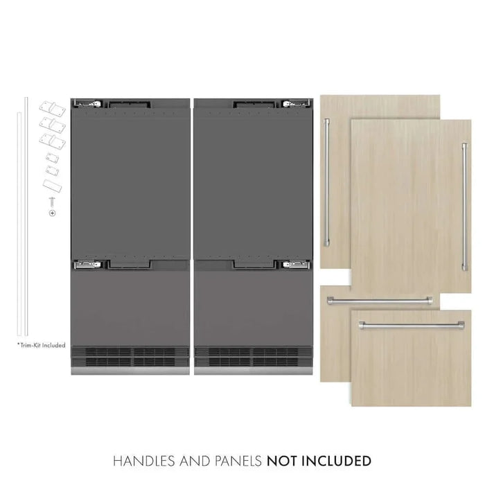 ZLINE 72" Panel Ready Built-In Bottom Freezer Refrigerator,Water Dispenser, Ice Maker,Graphite Gray GRBIT-7209K
