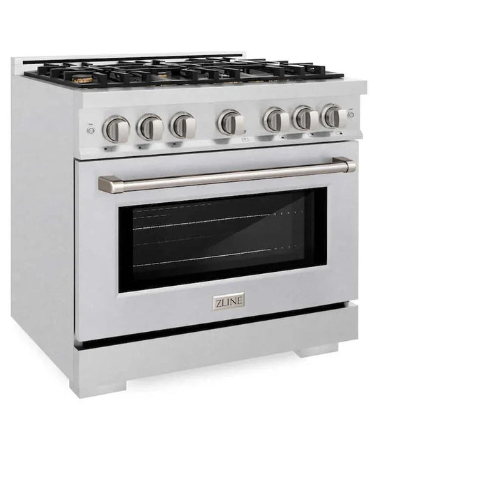 ZLINE 36" Select Gas Range Convection Gas Oven DuraSnow® Stainless Steel Brass Burners HGRS-BR-3609K