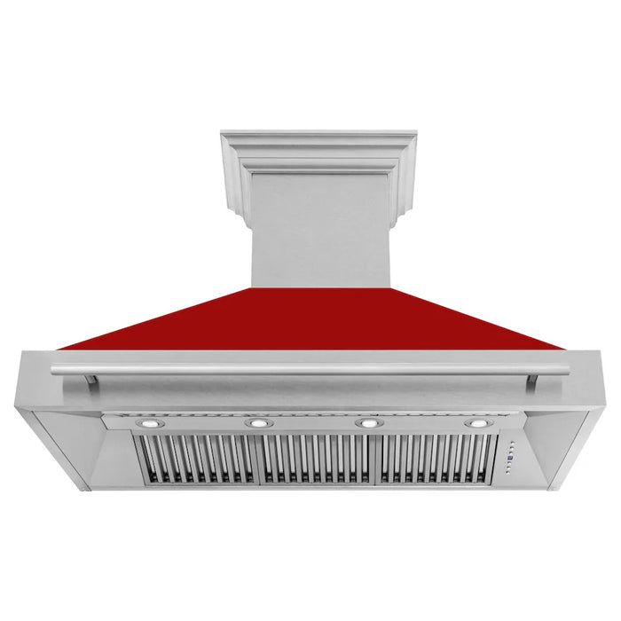 ZLINE 48" Autograph DuraSnow Stainless Red Wall Range Hood 8654SNX-RG-48