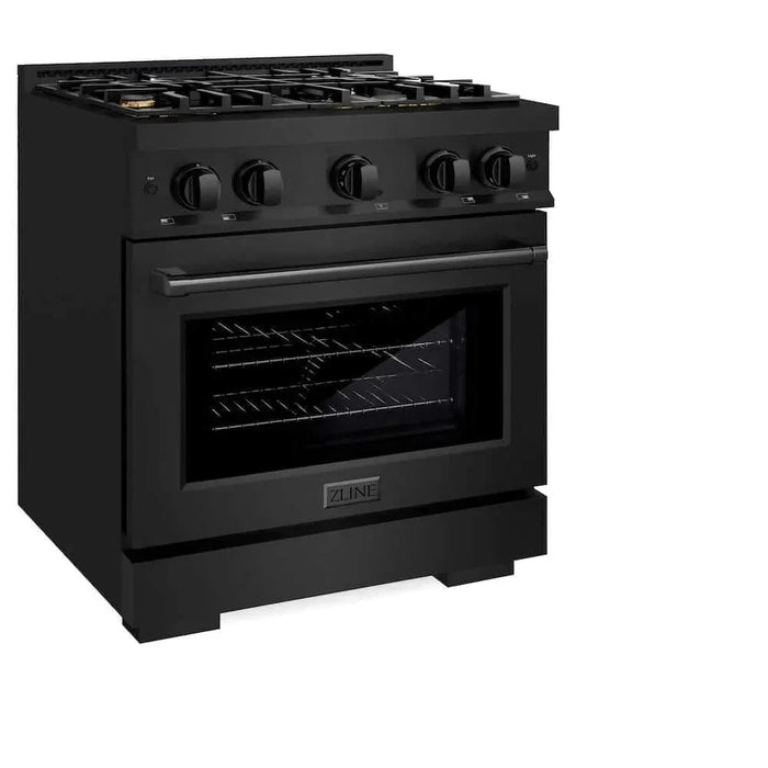 ZLINE 30" Select Dual Fuel Range Gas Cooktop Electric Convection Oven Black Stainless Steel Brass Burners HDRB-BR-3009K