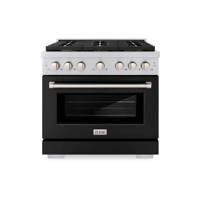 ZLINE 36"Paramount Dual Fuel Range Stainless Steel, Black Matte, SDR-BLM-3609K