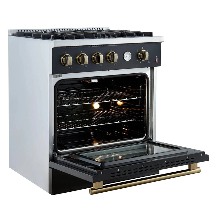 FORNO Marco 30" Gas on Gas Range FFSGS6277-30BLK