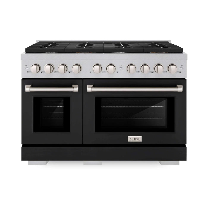 ZLINE 48"Paramount Dual Fuel Range DuraSnow® Black Matte SDRS-BLM-4809K