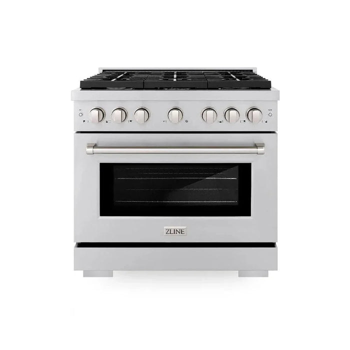 ZLINE 36"Paramount Dual Fuel Range Stainless Steel, Brass Burner, SDR-BR-3609K