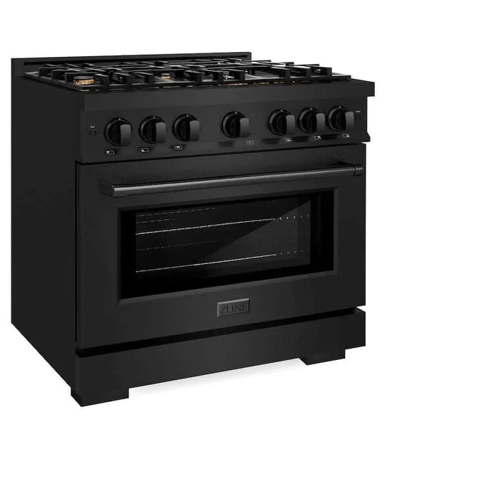 ZLINE 36" Select Dual Fuel Range Gas Cooktop Electric Convection Oven Black Stainless Steel Brass Burners HDRB-BR-3609K