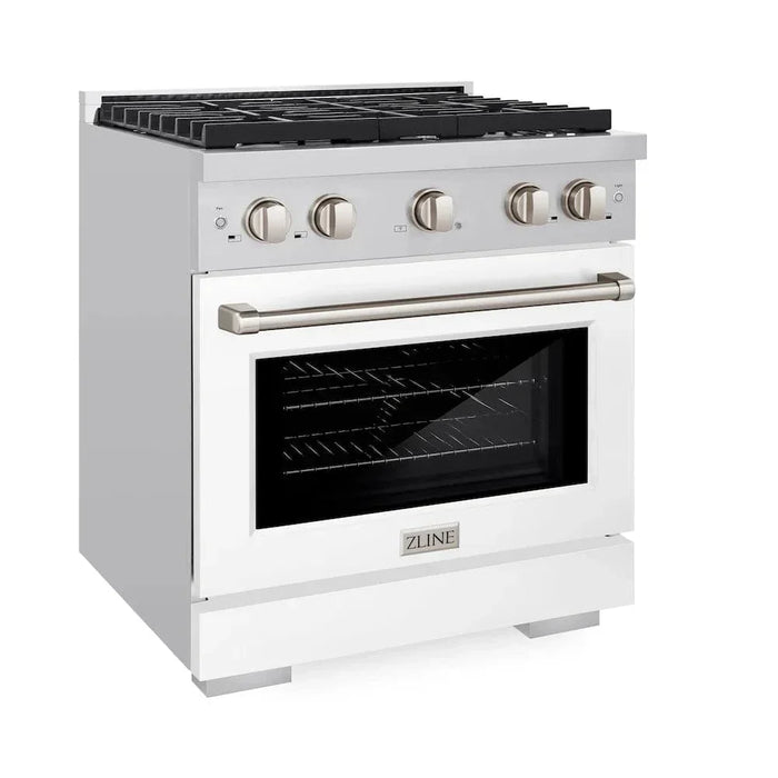 ZLINE 30"Paramount Dual Fuel Range Stainless Steel, White Matte, SDR-WM-3009K