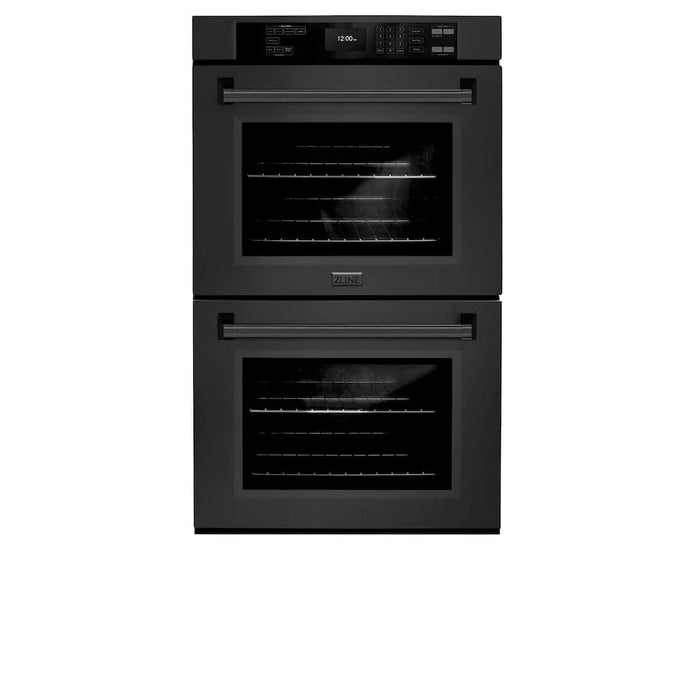 ZLINE 30"Professional True Convection Double Wall Oven, Air Fry, Self Clean Black Stainless Steel WADB-30