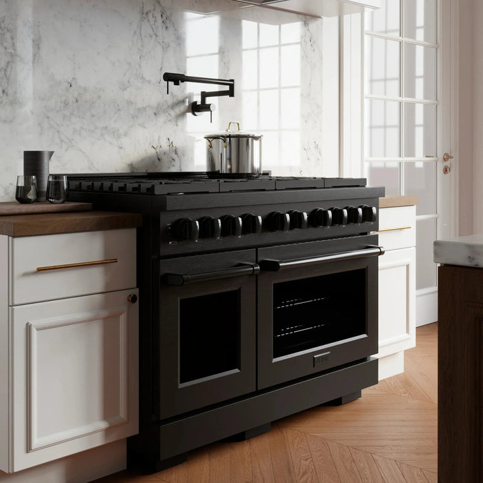 ZLINE 48 in.Gas Range, Convection Gas Oven, Black Stainless Steel, SGRB-4809K