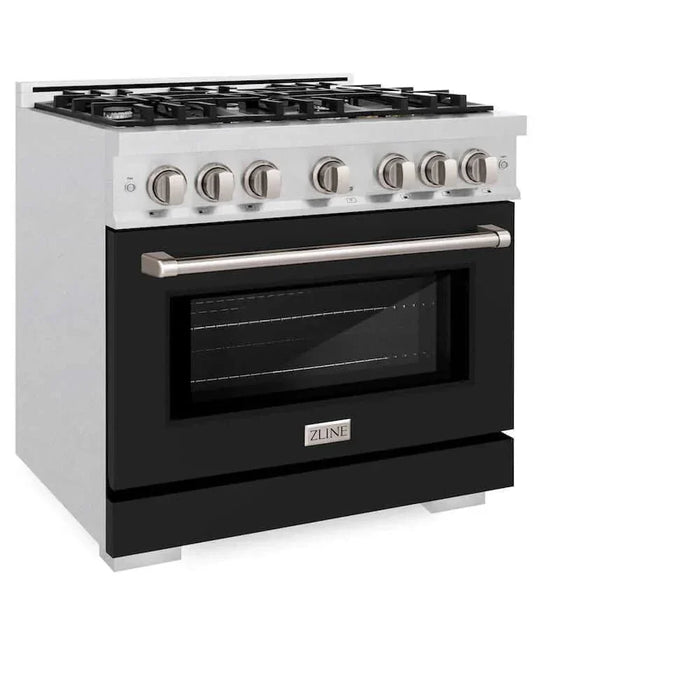 ZLINE 36" Select Gas Range Convection Gas Oven DuraSnow® Stainless Steel Black Matte Door HGRS-BLM-3609K