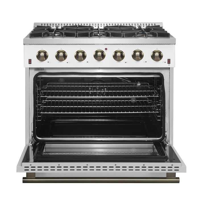 FORNO Galiano 36" Gas on Gas Range FFSGS6244-36WHT
