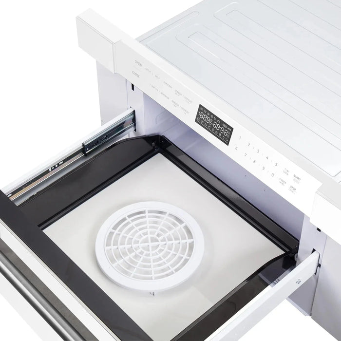 Forno 30" Microwave Drawer White with Antique Brass, FMWDR3000-30WHT