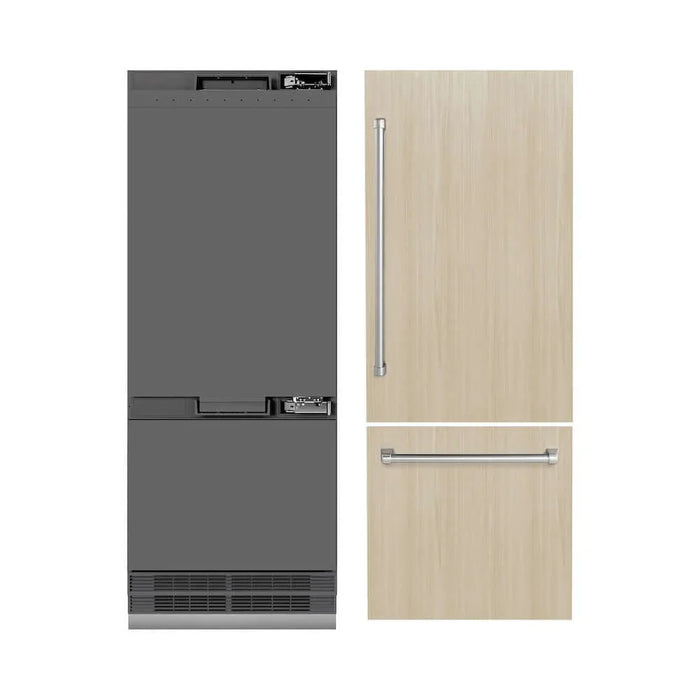 ZLINE 30" Panel Ready Built-In Bottom Freezer Refrigerator, Water Dispenser, Ice Maker, Graphite Gray Interior GRBIV-30