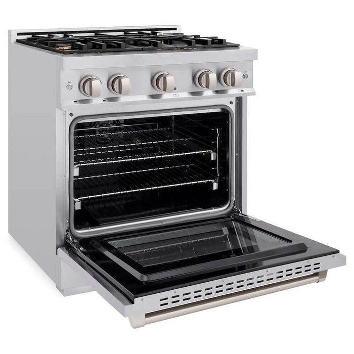 ZLINE 30" Select Dual Fuel Range Gas Cooktop Electric Convection Oven Stainless Steel Brass Burners HDR-BR-3009K
