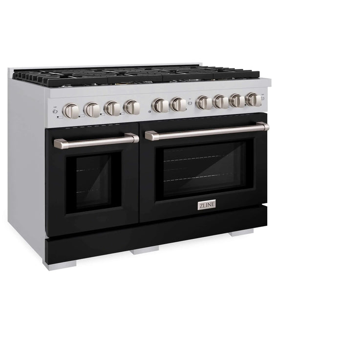 ZLINE 48"Paramount Dual Fuel Range Stainless Steel, Black Matte, SDR-BLM-4809K