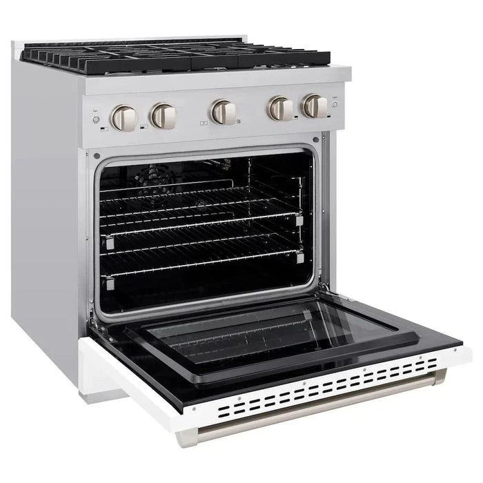 ZLINE 30"Paramount Dual Fuel Range Stainless Steel, White Matte, SDR-WM-3009K