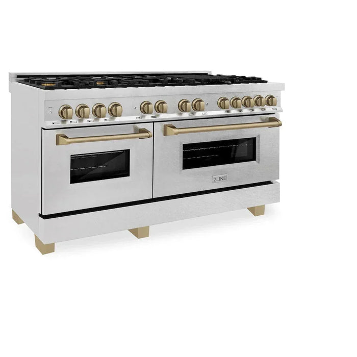 ZLINE 60" Autograph Edition Dual Fuel Range, DuraSnow, RASZ-SN-60-CB09K