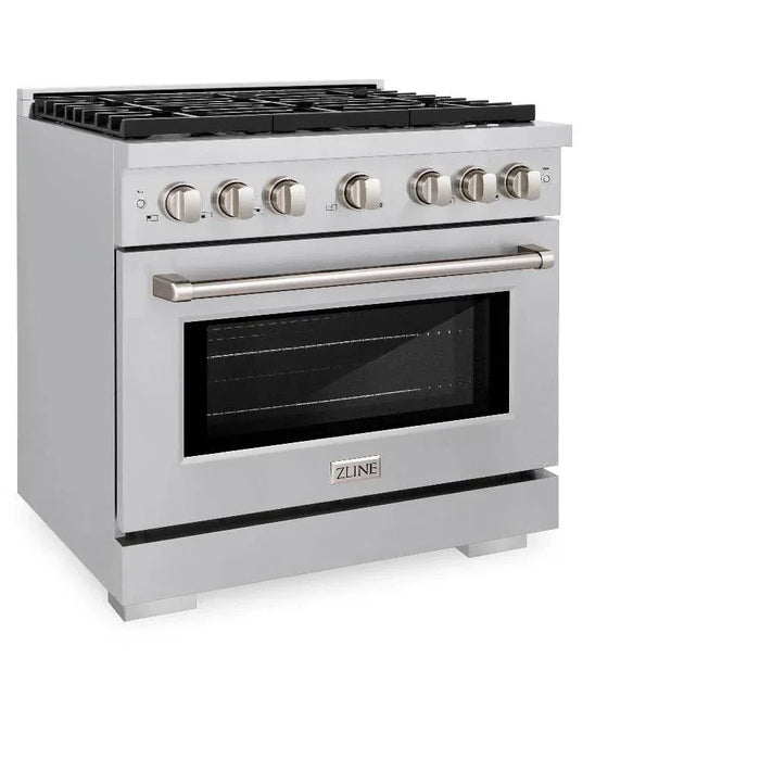 ZLINE 36"Paramount Dual Fuel Range Stainless Steel, Brass Burner, SDR-BR-3609K