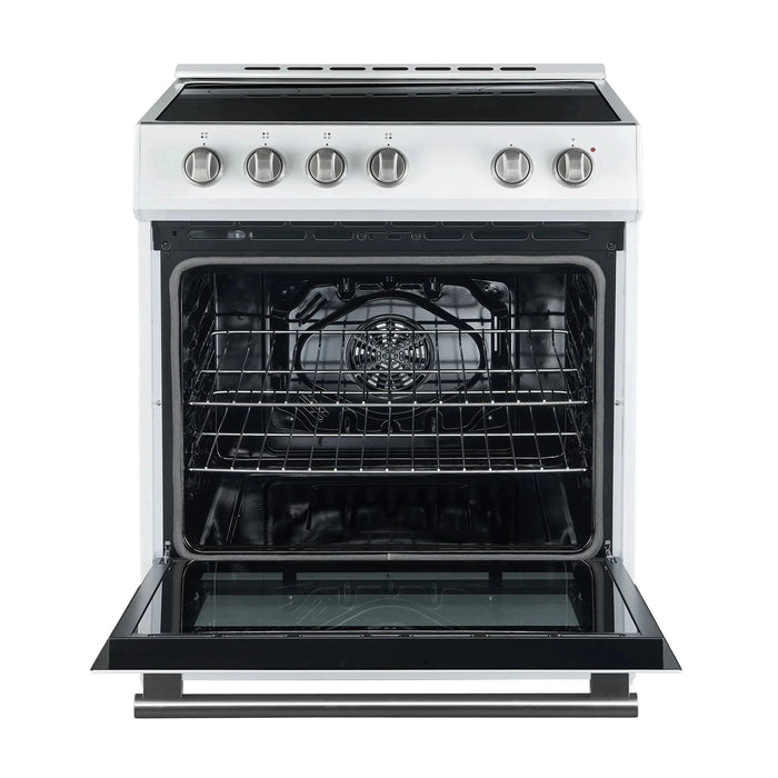 Forno Espresso Package - 30" Electric Range and Range Hood in White with Silver Handles  FBDL-002-03US