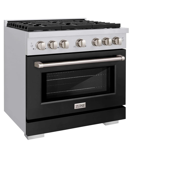 ZLINE 36"Paramount Dual Fuel Range Stainless Steel, Black Matte, SDR-BLM-3609K