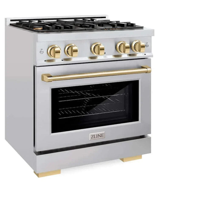 ZLINE 30" Select Dual Fuel Range Gas Cooktop Electric Convection Oven Stainless Steel Gold HDRZ-30-G09K
