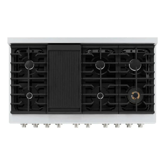 ZLINE 48 In. Gas Range, Stainless Steel, White Matte, SGR-WM-4809K