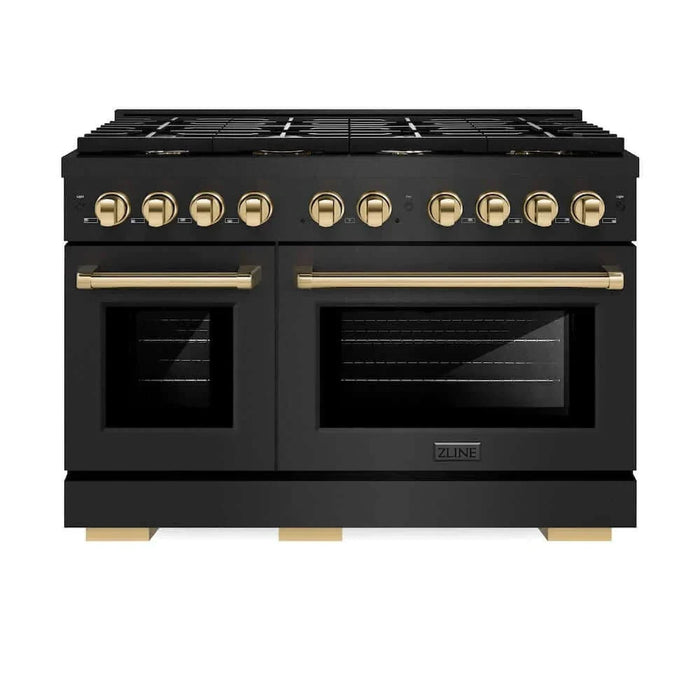 ZLINE 48"Gas Range, Convection Gas Oven, Black, Gold,SGRBZ-48-G09K