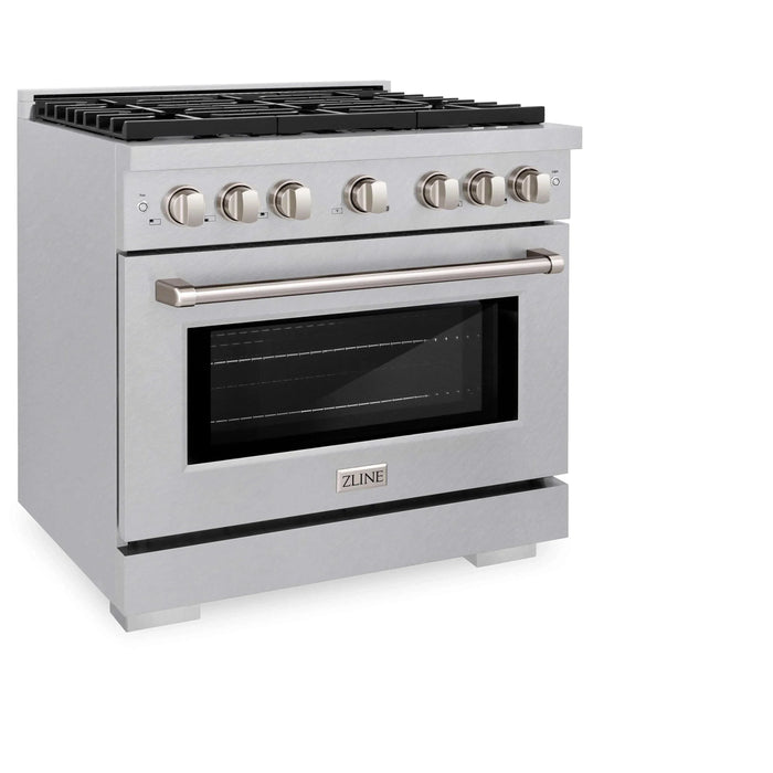 ZLINE 36"Paramount Dual Fuel Range DuraSnow® Brass Burners SDRS-BR-3609K