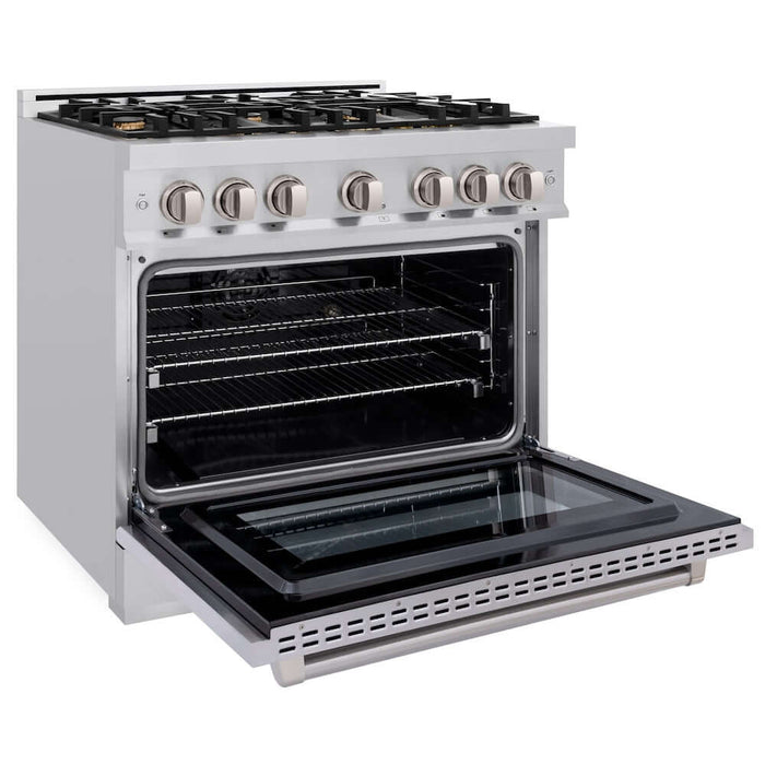 ZLINE 36" Select Gas Range Convection Gas Oven Stainless Steel Brass Burners HGR-BR-3609K