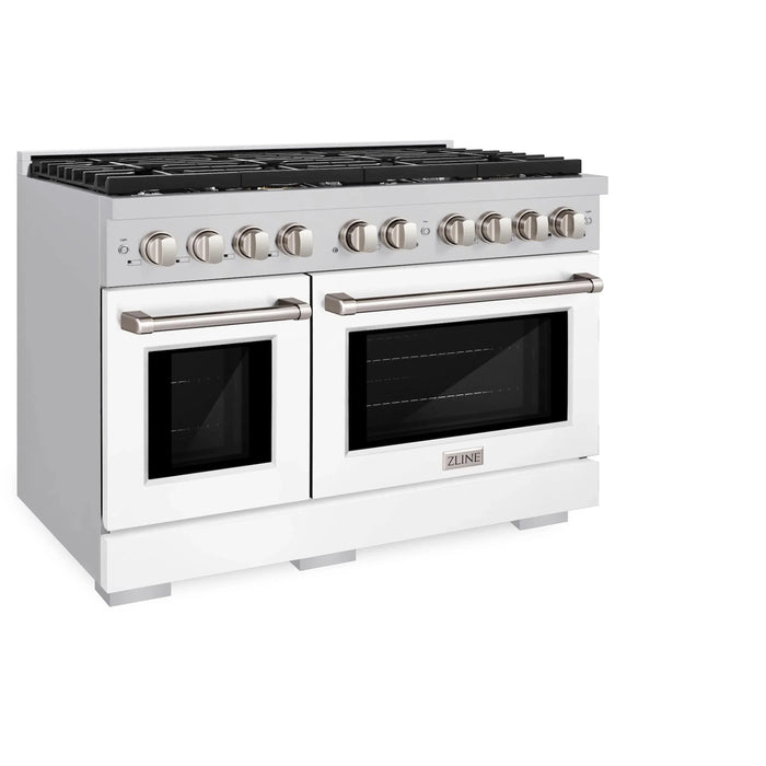 ZLINE 48"Paramount Dual Fuel Range Stainless Steel, White Matte, SDR-WM-4809K