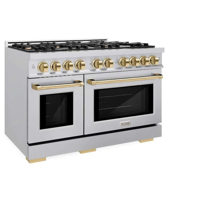 ZLINE 48" Select Dual Fuel Range Gas Cooktop Electric Convection Oven Stainless Steel Gold HDRZ-48-G09K