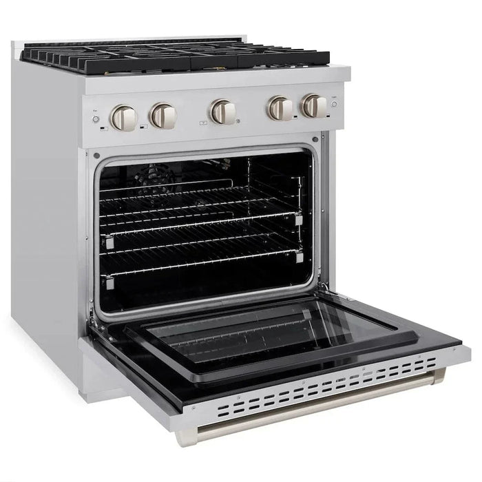 ZLINE 30"Paramount Dual Fuel Range Stainless Steel, Brass Burner, SDR-BR-3009K