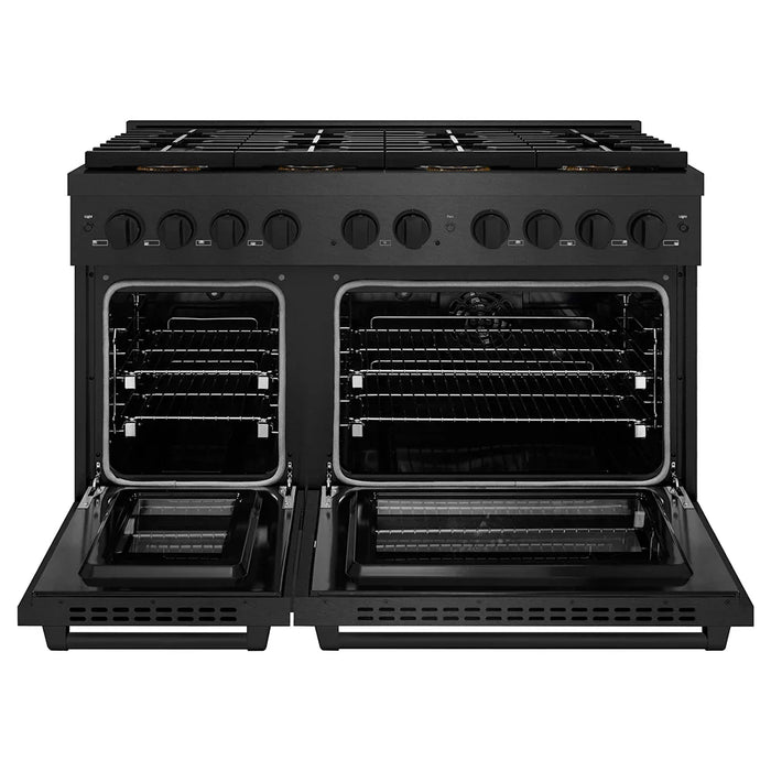 ZLINE 48" Paramount Dual Fuel Range, Electric Convection Oven, Black Satin Stainless Steel, Brass Burners SDRBS-BR-4809K
