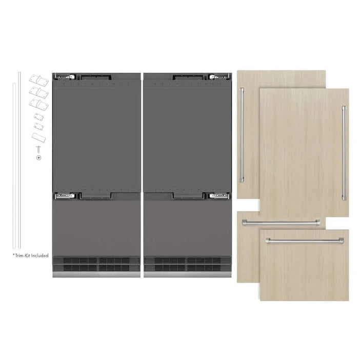 ZLINE 72" Panel Ready Built-In Bottom Freezer Refrigerator,Water Dispenser, Ice Maker,Graphite Gray GRBIT-7209K