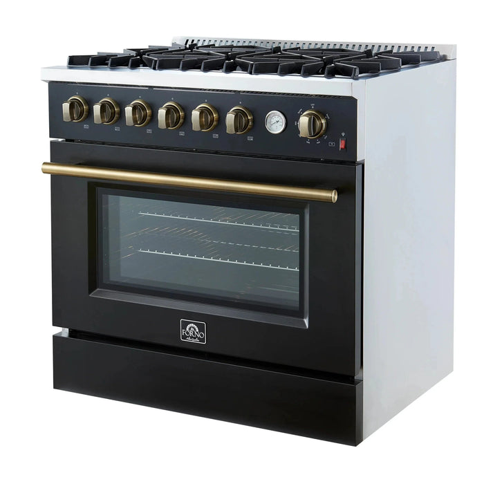FORNO Marco 36" Gas on Gas Range FFSGS6277-36BLK
