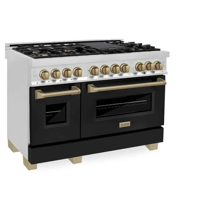ZLINE 48" Autograph Dual Fuel Range, Black, Bronze, RAZ-BLM-48-CB09K