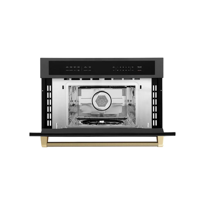 ZLINE Autograph Edition 30" Built-in Convection Microwave Oven, Black Stainless Steel, Helix Handle MWOZ-30-BS-KCB
