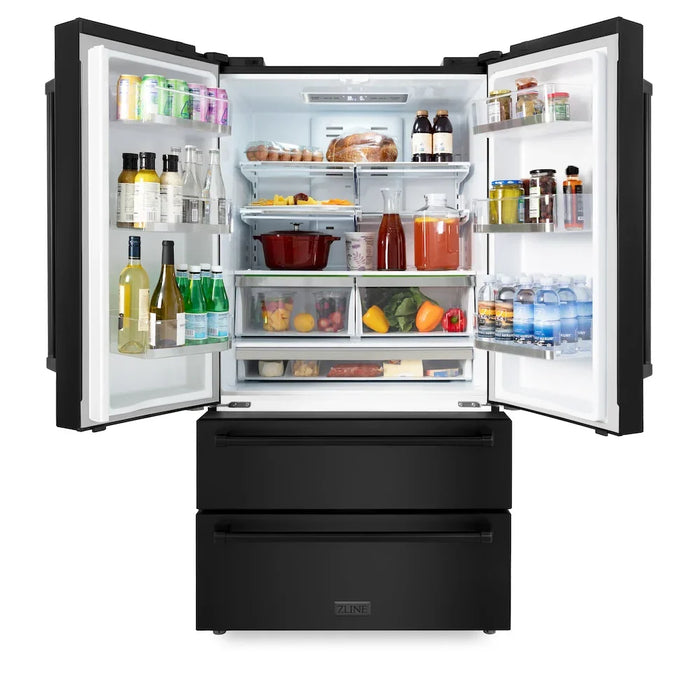 ZLINE Kitchen Package Refrigerator, Rangetop, Rangehood, Wall Oven, 4KPR-RTBRH36-AWS09K