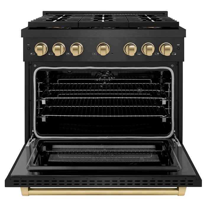 ZLINE 36" Paramount Dual Fuel Range DuoPro™ Cooktop, Electric Convection Oven, Black Satin Stainless Steel PSDRBSZ-36-CB09K